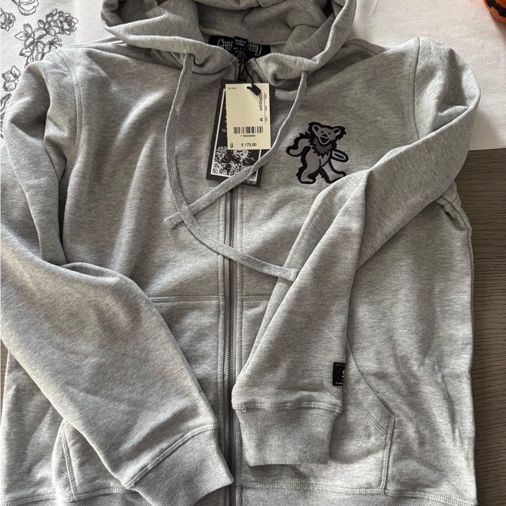 Schott NYC Heather Gray Zip-Up Hoodie